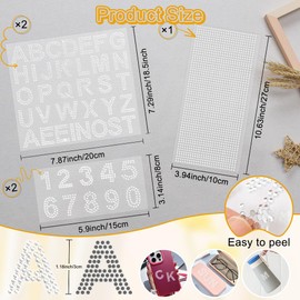Rhinestone Stickers Glitter White Letter Alphabet Sticker 5 Sheets 2 Inch Large Self Adhesive Fabric Stickers Iron on Letters for Clothing Graduation Cap Decorations Stick on Letters Diamond Sticker