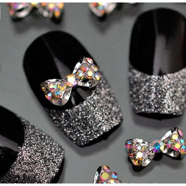 Joyeee Pack of 10 3D Rhinestones for Nails - Bow - Nail Art Sparkle DIY Rhinestone Decoration Gemstones Crystal Diamond