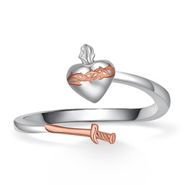 Daixiya Sacred Heart of Jesus Ring 925 Sterling Silver Adjustable Sacred Heart Ring Religious Christian Jewelry Gifts for Women, Sterling Silver, No Gemstone