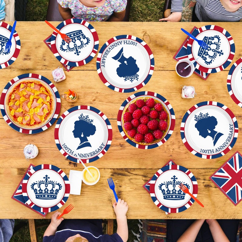 96Pcs Britain UK England Flag Party Decorations, Serves 24