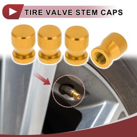 HEROFFIX 4 Pcs Net Pattern Tire Valve Stem Caps Decorative Tyre Valve Dust Covers 7x19mm Gold Tone Aluminum Alloy