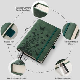HwxBen Lined Journal Notebook– 365 Pages,Hardcover Leather Journals for Women Writing, A5 5.9'' x 8.5''College Ruled 100 gsm Paper for Work,Note-Taking,Office,School,Home Supplies,SeaGreen.