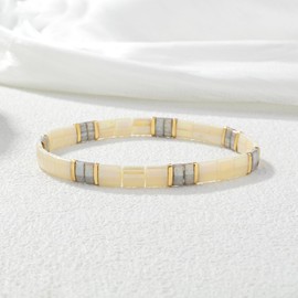 KELITCH Rainbow Charm Stretch Bracelets Tila Beads Bracelets Friendship Bracelets for Women
