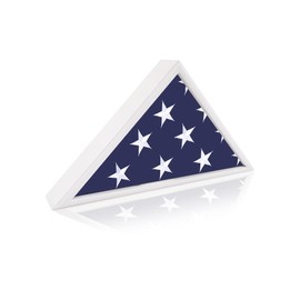 Arborishthink Large Flag Box Display Case, Military Shadow Box for Veterans Burial Flag, Solid Wood Flag Holder for Funeral and Memory, High Transparent Glass Front Flag Display Case for Burial Flag