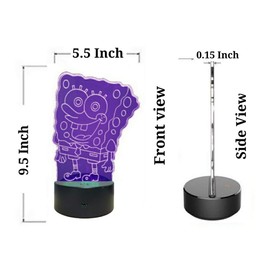 Z ZILLION CRAFT Sponge Bob Cartoon Shape 3D Creative Illusion Lamp. USB Cord or Battery Supported with Multi Color Changing Touch Sensor Mode. Best Home Decor and Kids Bed Room lamp as Toy or Gift.