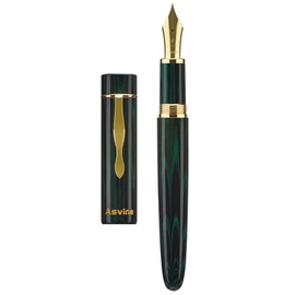 Asvine C2000 Alemania Cumberland Ebonite Pluma estilográfica#8 Punta roma 1.1mm Pluma de caligrafía única con patrón de dibujo, con convertidor, caja 