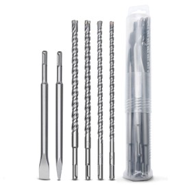 6 Pcs 3/8 to 5/8 inch (10-16mm) SDS Plus Rotary Hammer Drill Bits and Chisel Set, SDS Plus Masonry Drill Bits Set for Concrete, Brick, Cement，Masonry Work 14.2 inch Length