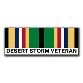 Southwest Asia Service Ribbon with Desert Storm Veteran Sticker (SW Asian Military Medal Vinyl Decal for car Truck or Laptop (2 x 6 inch)