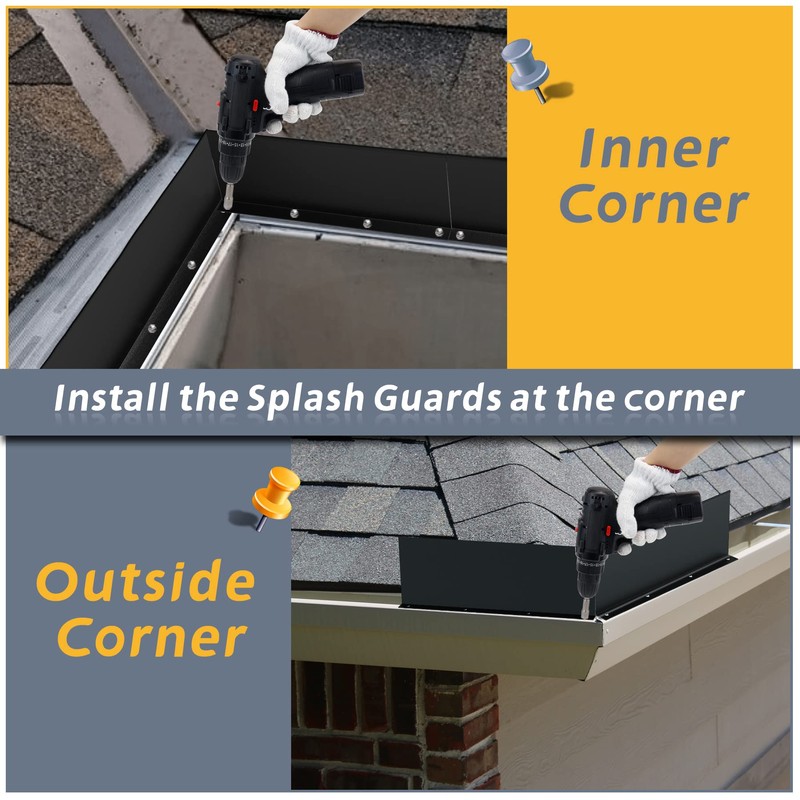 Flamorrow 6 Pack Aluminum Gutter Valley Splash Guards, Rainwater Roofing