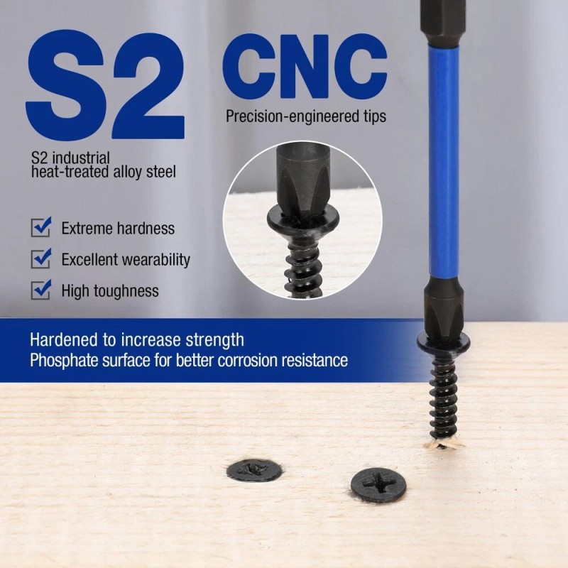 WORKPRO 6pcs PH2 Impact Phillips Screwdriver Bit Set 4" Long