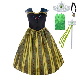 Lito Angels Princess Coronation Costume Fancy Dress Up Birthday Party Green Gown with Accessories Age 5-6 Years