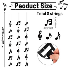 Cindeer 8 Pcs Musical Notes Hanging Decorations Music Theme Party Decorations Music Notes Paper Garlands Banners for 50s 80s Theme Birthday Baby Shower Wedding Music Party Supplies Ceiling Decor
