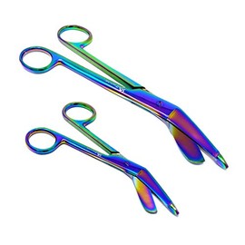 Set of 2 Lister Bandage Scissors Stainless Steel Premium Quality (A2ZSCILAB Brand) (Rainbow 7.25" + 4.5")