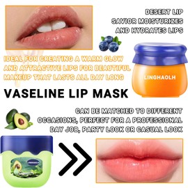 Bee Lip Balm Honey Pot Set,6PCS Moisturizing Lip Mask for Dry Lips,Hydrating Sleeping Tinted Lip Balm & Daily Lip Moisturizer
