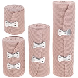 Healifty Elastic Bandage Pack with 4 + 7 Additional Clips - 2 Inch 3 Inch 4 Inch 6 Inch Roll Compression Bandage for Knee Ankle Wrist Stretches to 14 7 Feet Length