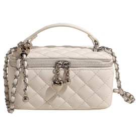 Box Square Handbag Purse for Women Chain Designer Crossbody Shoulder Bag Mini Top-Handle Pouch, Beige