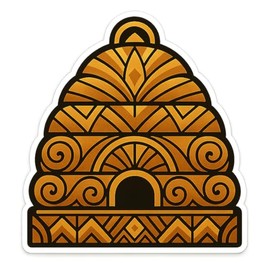 Art Deco Masonic Beehive Symmetrical Deco Patterns Sticker (3" x 3")