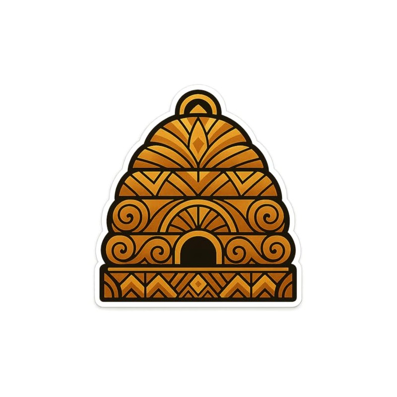 Art Deco Masonic Beehive Symmetrical Deco Patterns Sticker (3" x