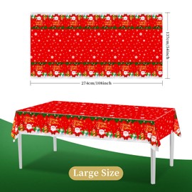 IKAYAS 2 Pcs Christmas TableCloth Table Cover 137 x 274 cm Waterproof Plastic Tablecloth Rectangle Table Covers for Christmas Table Decoration, Birthday, Dining Party Decoration Supplies