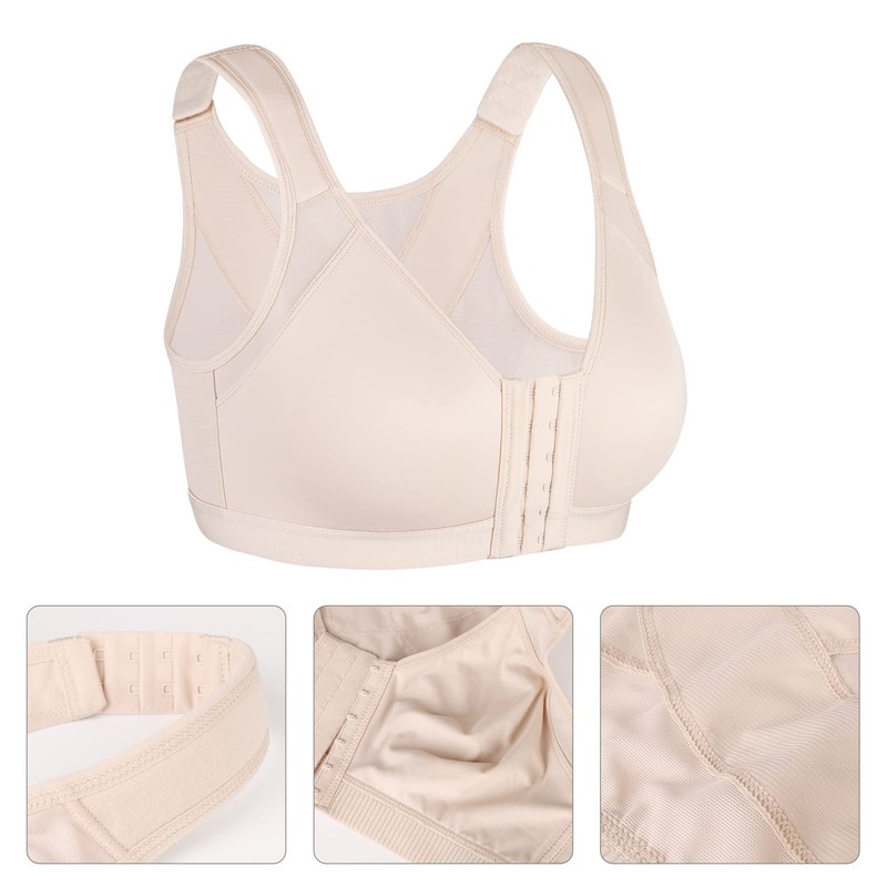 Lemorosy Front Closure Full Coverage Posture Bra Wireless Back Support