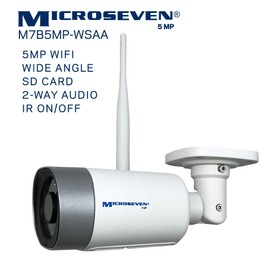 Microseven 5MP UltraHD 2560x1920 WiFi 2 Two-Way Audio,Built-in Amplified Mic &Speaker,Alexa,SD Slot,Outdoor IP Camera,Day&Night, Human Motion Detection, FTP, Cloud,Web,Apps,VMS,ONVIF,Broadcasting