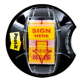 Post-it Flags, "Sign Here", Yellow, 1-Inch Wide, 200/Dispenser (680-HVSH)