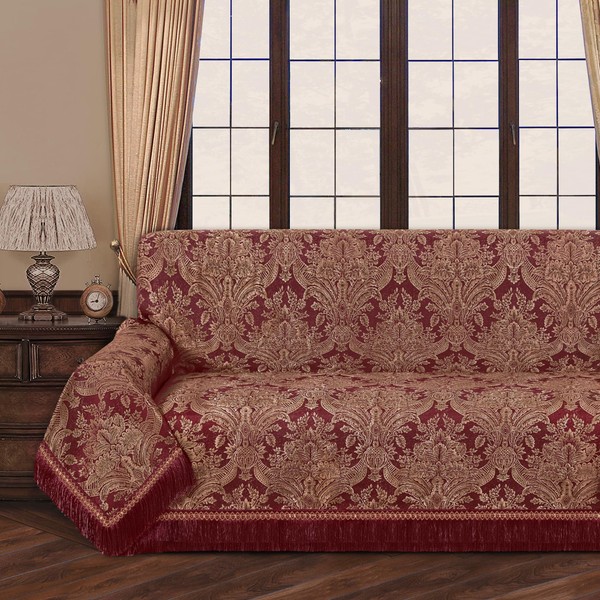 Loom and Mill Luxury Sofa Covers, Classic Damask Jacquard Thick