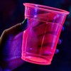 Pink Plastic Cups with Lids 12oz [50 pack] Disposable Clear