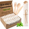 Nuenen 600 Pcs Pre Rolled Napkin and Bamboo Cutlery Set
