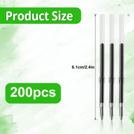 200pcs Beadable Pens Refills, 1.0mm Black Ink Ballpoint Pen Refills Replaceable Refill for Plastic Bead Pen Student Teacher Gift School Office Supplies