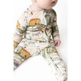 Tiny Revival Baby Zipper Pajamas Sleepers–Hypoallergenic, Newborn to Toddler, Tencel Modal, Soft–Bible Clothing (US, Age, 12 Months, Noah's Ark)