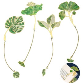 Heatunk 4 Pack Metal Leaf Bookmarks - Ideal Gifts for Women, Book Fans, Writers, and Teenagers