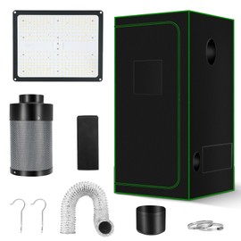 MELONFARM Grow Tent Complete System 2x2, Schedule Full Spectrum 100W LED Grow Light & Grow Tent Kit 24"x24"x48", 4" Adjustable Ventilation Kit, Noise-reducing Rubber Duct Connector