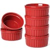 LE TAUCI Ramekins 4 Oz, Creme Brulee Dishes, Ramekin Set for Souffle, Dipping Sauces, Pudding, Set of 6, True Red