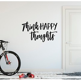 24"x13" Think Happy Thoughts Workout Success Goal Positive Thinking Challenge Wall Decal Sticker Art Mural Home Decor