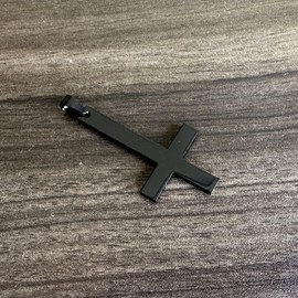 Pitmmord Fashion Simple Cross Necklace Stainless Steel Upside Down Cross Pendant Necklace(Black)