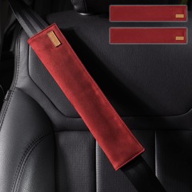 URIZZD 2 PCS Car Seatbelt Covers for Adults, Leather Seat Belt Cushion Shoulder Pad for Women, Car Accessories Protector for More Comfortable Driving (03-Wine)
