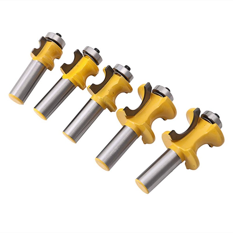Gasea 5pcs 1/2 Inch Half Round Bearing Bullnose Router Bits