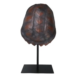 Nautical Marine Faux Alligator Snapping Turtle Shell Sculpture With Pole Stand