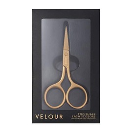 Velour Too Sharp Lash Scissors - Gold Stainless Steel - Small Hair Scissors for Brows, False Lashes, and Facial Hair - Pointed and Sharp Tip Shape Cutter - Portable Beauty Tool