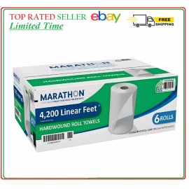 Marathon Hardwound Roll Paper Towels, White (700 Ft./Roll, 6 Rolls/Case)