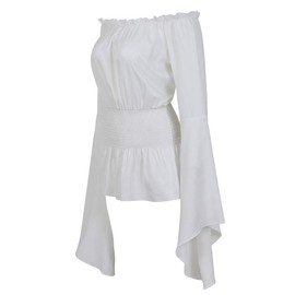 frawirshau Renaissance Shirt Women White Pirate Blouse Vintage Renaissance Tops Pirate Shirt Women Beasant Blouse Size L