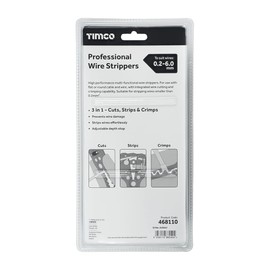 TIMCO Professional Wire Strippers - 3 in 1 Cuts, Strips & Crimps - High Performance Multi-Functional Wire Strippers - for use with Flat or Round Cable and Wire - 8"