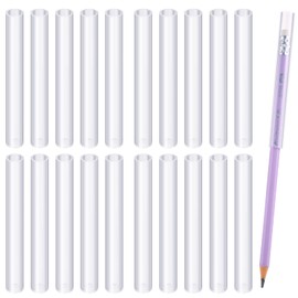 Pajean 20 Pieces Kids Chewable Clear Pencil Toppers for Sensory Pencil Toppers Silicone Chewy Sensory Oral Motor Chew Aid for Anxiety or Autism, ADHD, Integration Issue