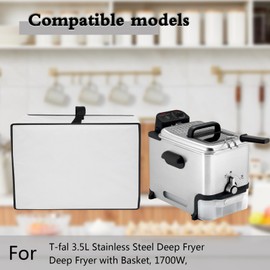 CouldyCasi Dust Cover for T-fal Deep Fryer Heavy Duty Heat-Resistant, Waterproof Nylon Fabric Protective Deep Fryer Cover Case Compatible with T-fal 3.5L Stainless Steel Deep Fryer (Grey)