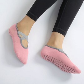 Pilates Anti-Slip Cross Socks with X-Band Yoga Khaki/ONE 2ea