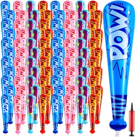 Seematn 100 Pieces Pow Inflatable Baseball Bats 17 Inch Inflatable Toy Bats for Kids Baseball Party Decoration Favor Carnival Birthday Party Supplies Prizes Sports Theme Toys, 4 Colors