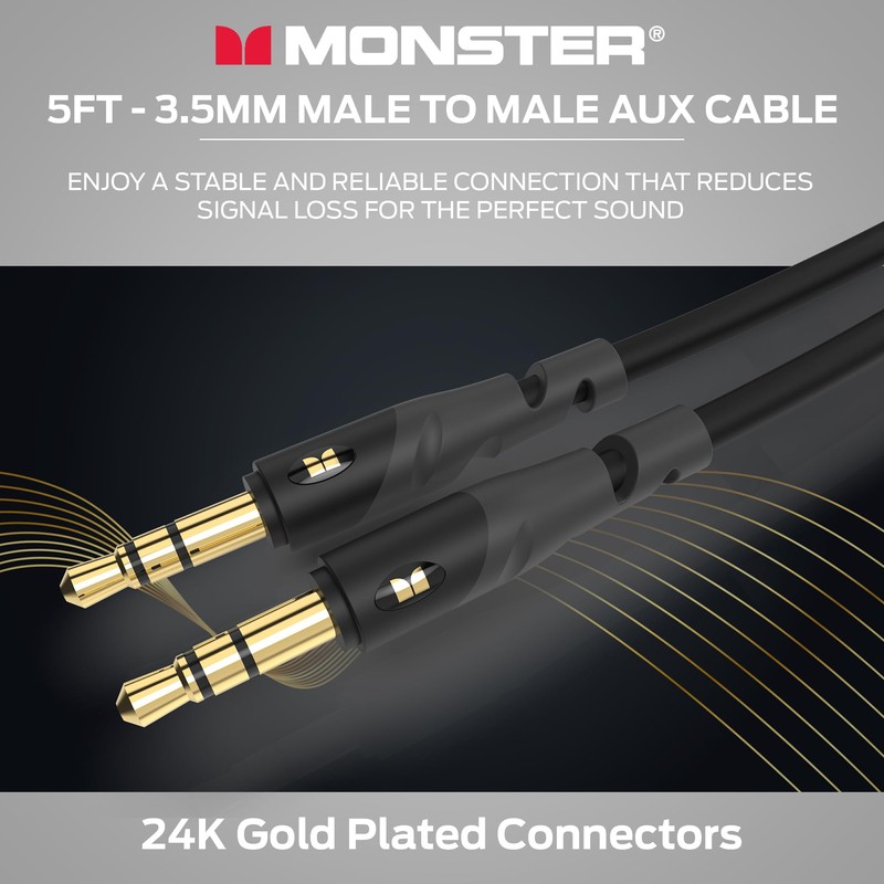 Monster Essentials Mini-to-Mini Audio Interconnect Cable - 3.5mm Stereo Male-to-Male