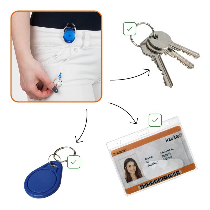 Karteo Yo-yo ID Badge Holder Extendable Blue [Pack of 1]