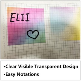 ELII Transparent Sticky Notes,Glitter 3x3 inch Clear Bible Sticky Notes,400Pcs Translucent Sticky Notes with Ink Dry Instantly, Book tabs, See Through Sticky Notes Tabs (Gradient Colors Kit)